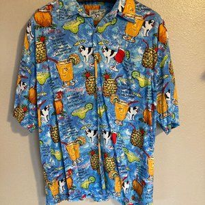 BIG DOGS VINTAGE COLORFUL HAWAIIAN STYLE XL SHIRT W/DOGS - COCKTAILS & RECIPES